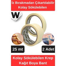 Wonara #krepkağıt Isıya Dayanıklı Iz Bırakmadan Çıkartılabilir Kolay Sökülebilen Maskeleme Boya Bant 2 Adet