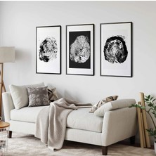 Pam Studio Siyah Beyaz Ağaç Desenli 3’lü Tablo Seti – Modern Minimal Duvar Dekoru