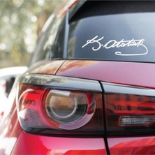 Beta Moda Hub Gazi M.kemal Atatürk Imzası Oto Sticker Beyaz