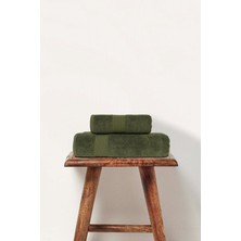 Ellaline 2'li Banyo Havlusu Seti %100 Pamuk Sertifikalı, Vücut ve Baş Havlusu, 50X90 - 70X140 Koyu Yeşil