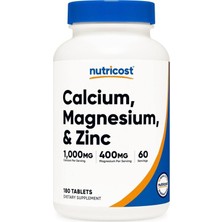 Nutricost Calcium Magnezyum & Zinc - 1000MG Calcium - 400 Mg Magnezyum - 60 Servis 180 Kapsül.usa Menş