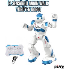 Giffy Oyuncak Uzaktan Kumandalı El Sensörlü Akıllı Robot Şarjlı LED Işıklı Sesli Müzikli Moonwalk Dans (Mavi-Kırmızı)