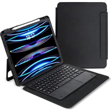 Başkenttekno iPad Pro 13 2024 Border Keyboard Bluetooh Bağlantılı Standlı Klavyeli Tablet Kılıfı