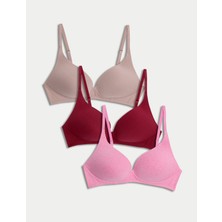 Marks & Spencer 3'lü Balensiz Pamuklu T-Shirt Sütyeni Seti