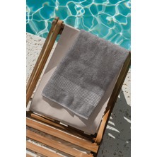 Ellaline Gri Plaj Havlusu %100 Pamuk Sertifikalı Deniz & Havuz Havlu 70X140CM