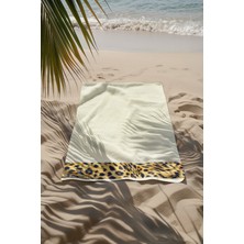 Ellaline Leopar Plaj Havlusu %100 Pamuk Sertifikalı Deniz & Havuz Havlu Krem 70X140CM