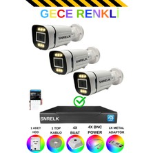 Snrelk Sencrom Hama 3 'lü 1080P Full Hd 320 GB Gece Renkli Güvenlik Kamerası Set