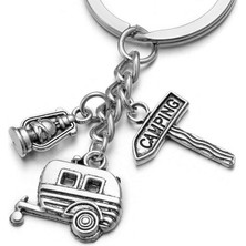 Kampçılar Için Hediyelik Karavan Kamp Lambası Silver Gümüş Renk Metal Seyahat Anahtarlığı