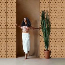 Makta ® Perde Paravan | Lazer Kesim Ahşap Sarkıt Seperatör, 4'lü Panel Levha Seti