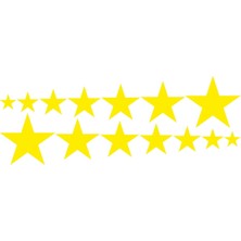 Beta Moda Hub Sıralı Yıldız Oto Sticker 14'lü Sarı 40*15 cm