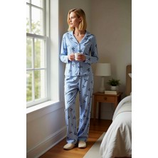 Benerly Kadın Gömlek Yaka Standart Kol Regular Kalıp Dokuma Pijama Takımı Fonksiyonel Dayanıklı Şık