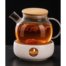 Isıya Dayanıklı Borosikilat Süzgeçli Bambu Cam Demlik 1800ML