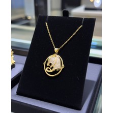 Jade'm Gold Paslanmaz Çelik Gold Zirkon Taşlı Figürlü Kolye