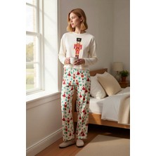 Benerly Kadın Bisiklet Yaka Düşük Kol Uzun Kollu Regular Kalıp Pijama Takımı Kaliteli