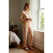 Benerly Kadın Gömlek Yaka Uzun Kol Regular Kalıp Dokulu Örme Pijama Takımı Fonksiyonel Dayanıklı Şık