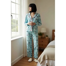 Benerly Kadın Gömlek Yaka Uzun Kol Fitted Kışlık Örme Pijama Takımı Fonksiyonel Rahat