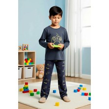 Benerly Erkek Çocuk Bisiklet Yaka Standart Kol Uzun Kollu Regular Kalıp Pijama Takımı Estetik %100 Pamuk