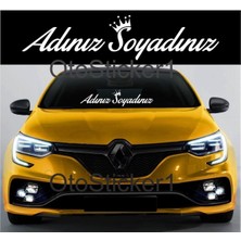 Beta Moda Hub Size Özel Isim Taçlı Oto Cam Yazı Sticker Beyaz 58*15 cm