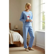 Benerly Kadın Bisiklet Yaka Standart Kol Regular Kalıp Polar Örme Puantiye Desenli Pijama Takımı Şık