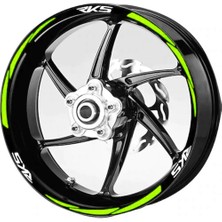 Beta Moda Hub Motosiklet Jant Şeridi Rks Yazılı Fıstık Yeşili Reflektifli Fosforlu Sağ-Sol/ön-Arka