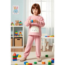 Benerly Kız Çocuk Bisiklet Yaka Standart Kol Uzun Kol Regular Kalıp Peluş Örme Pijama Takımı Dayanıklı