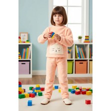 Benerly Kız Çocuk Bisiklet Yaka Standart Kol Uzun Kol Regular Kalıp Peluş Örme Pijama Takımı Dayanıklı