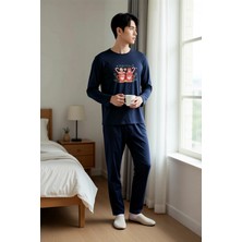 Benerly Erkek Bisiklet Yaka Standart Kol Pijama Takımı Fonksiyonel Dayanıklı Kaliteli Şık %100 Pamuk