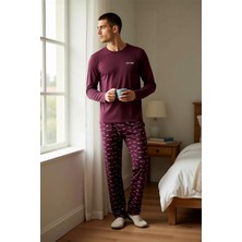 Benerly Erkek Bisiklet Yaka Standart Kol Regular Kalıp Pijama Takımı Fonksiyonel Modern %100 Pamuk