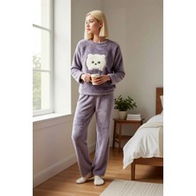 Benerly Kadın Bisiklet Yaka Düşük Kol Uzun Kollu Regular Kalıp Wellsoft Örme Pijama Takımı Estetik