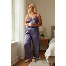 Benerly Kadın V Yaka Uzun Kol Regular Kalıp Saten Dokuma Pijama Takımı Fonksiyonel Dayanıklı Rahat