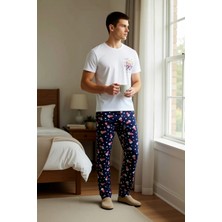Benerly Erkek Bisiklet Yaka Standart Kol Regular Fit Popcorn Baskılı Pijama Takımı Estetik