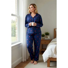 Benerly Kadın Gömlek Yaka Standart Kol Regular Kalıp Pijama Takımı Fonksiyonel Kaliteli %100 Pamuk