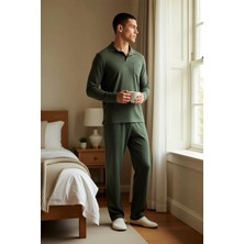 Benerly Erkek Polo Yaka Uzun Kol Regular Kalıp Dokulu Örme Pijama Takımı