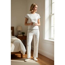 Benerly Kadın Bisiklet Yaka Kısa Kol Regular Kalıp Çiçekli Pijama Takımı Fonksiyonel Şık