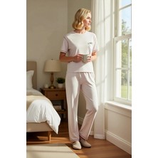 Benerly Kadın Bisiklet Yaka Kısa Kol Regular Kalıp Pijama Takımı Fonksiyonel Dayanıklı Şık %100 Pamuk