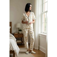 Benerly Kadın Gömlek Yaka Standart Kol Regular Kalıp Bürümcük Dokulu Örme Pijama Takımı Fonksiyonel