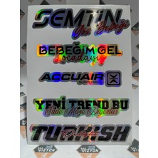 Hologram Kart Araba Arka Cam Yazıları 1 Adet Hologramlı Yeni Model