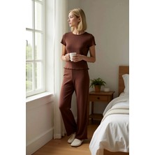 Benerly Kadın Bisiklet Yaka Kısa Kol Regular Kalıp Çiçekli Pijama Takımı Fonksiyonel Şık