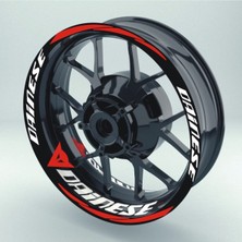 Beta Moda Hub Motosiklet Jant Şeridi Dainese R25 Uyumlu Beyaz-Kırmızı Sağ-Sol/ön-Arka