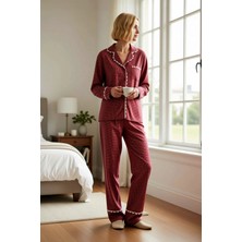 Benerly Kadın Gömlek Yaka Uzun Kol Regular Kalıp Shally Dokuma Pijama Takımı Fonksiyonel Dayanıklı