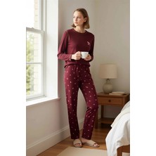 Benerly Kadın Uzun Kollu Kayık Yaka Regular Kalıp Waffle Örme Pijama Takımı Fonksiyonel Dayanıklı Şık