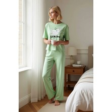 Benerly Kadın Bisiklet Yaka Standart Kol Regular Kalıp Pijama Takımı Fonksiyonel Modern %100 Pamuk