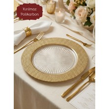 Le Paon 6 Adet 30 cm Gold Lüks Supla Seti, Polikarbon Kırılmaz Amerikan Servis, Şık Sofra Sunum Altlığı