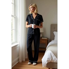 Benerly Kadın Gömlek Yaka Standart Kol Regular Kalıp Örme Pijama Takımı Fonksiyonel Dayanıklı Spor