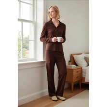 Benerly Kadın Gömlek Yaka Standart Kol Regular Kalıp Kışlık Örme Pijama Takımı 97 3