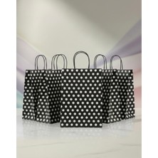 Aybaş Kağıtçılık 1.kalite 18X24 cm (25 Adet) Siyah Renk Beyaz Benekli Kraft Kağıt Çanta,hediye Poşeti,hediye Paketi