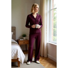 Benerly Kadın Gömlek Yaka Standart Kol Regular Kalıp Kışlık Örme Pijama Takımı 97 3