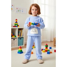 Benerly Kız Çocuk Bisiklet Yaka Standart Kol Uzun Kol Regular Kalıp Peluş Örme Pijama Takımı Dayanıklı