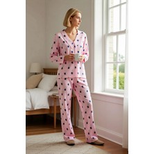 Benerly Kadın Gömlek Yaka Uzun Kol Regular Kalıp Dokuma Pijama Takımı Fonksiyonel Dayanıklı Modern