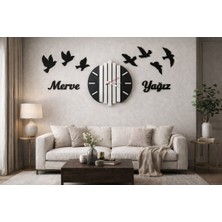 Kuş Temalı Duvar Saati Kişiye Özel 40 Cmdir No 48